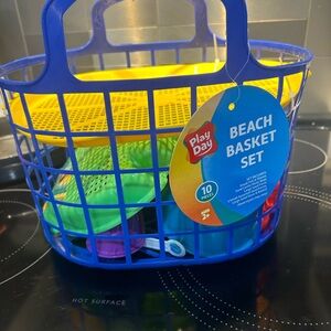Basket of Sand Toy Set, Beach Toys, 10 pcs, New w/Tags